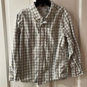 Grey & White Checked Boys Button Down